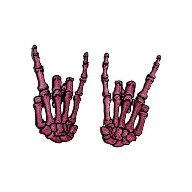 Skelli Hand Devil Patch Pink Pair - Kreepsville